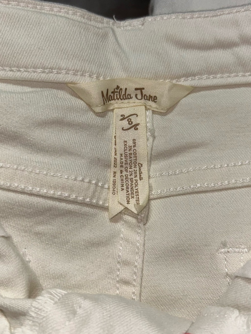 Matilda Jane Enchanted Garden Logan Straight Leg Cropped Jeans 8 Cream - Picture 8 of 9